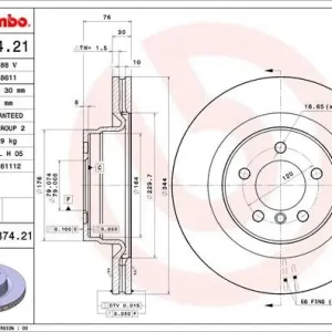 Dodaj do koszyka Tarcza hamulcowa BREMBO 09.9374.21 SDB500181