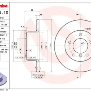 Tarcza hamulcowa BREMBO 08.5444.10 4604210012 Zamów teraz