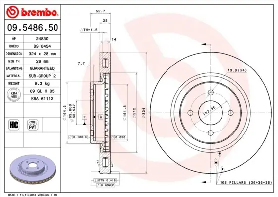Zamów dziś Tarcza hamulcowa BREMBO 09.5486.50 1134864