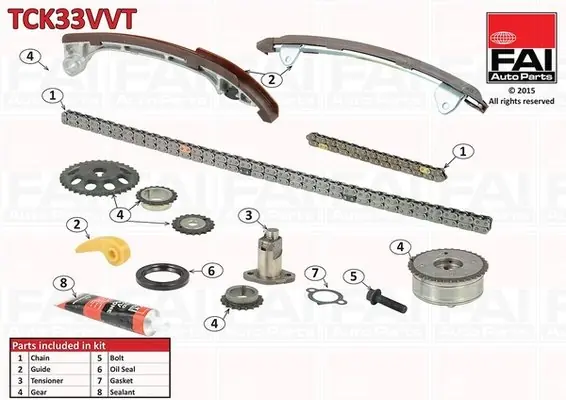Zestaw łańcucha rozrządu FAI AutoParts TCK33VVT 1350728010 Nie przegap