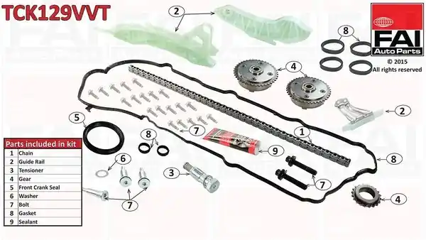 Nowy Zestaw łańcucha rozrządu FAI AutoParts TCK129VVT 0816J2